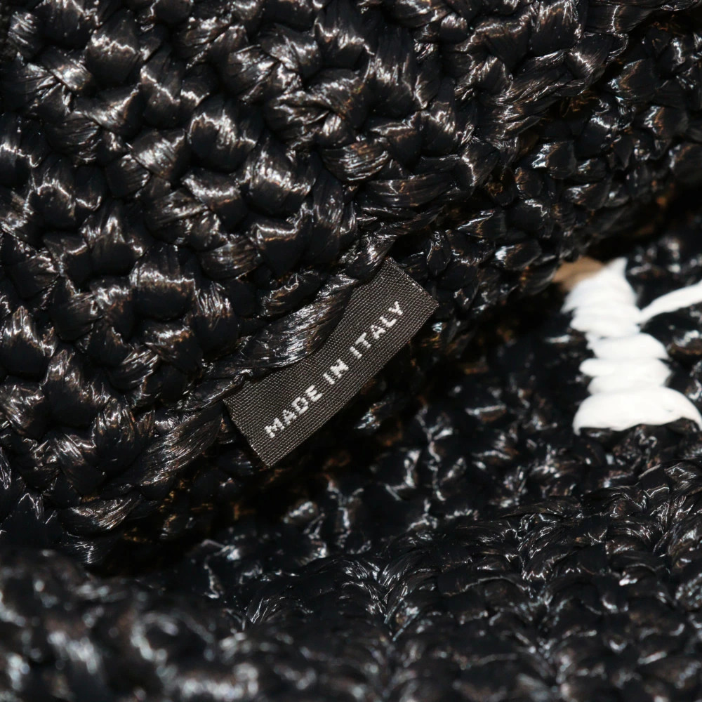 PRADA Raffia Tote Bag Black Basket Handbag - Picture 9 of 9